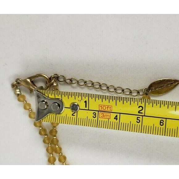 Coldwater Creek Necklace Yellow & Gold Tone Beaded Stamped Floral Pendant 19" - Picture 8 of 10